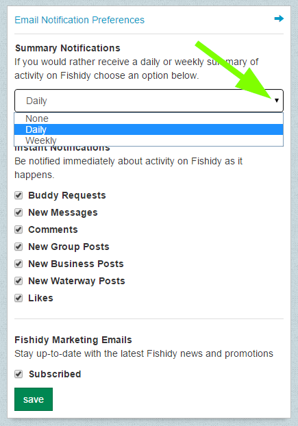email notification preferences