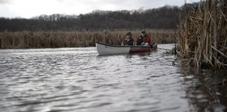 case canoe on the water