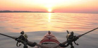 kayak fishing sunset